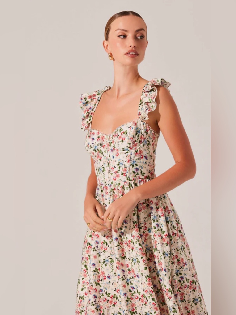 ASTR The Label Wedelia Floral Bustier Midi Dress XL NWT Corset Lace-Up Back - Picture 14 of 16